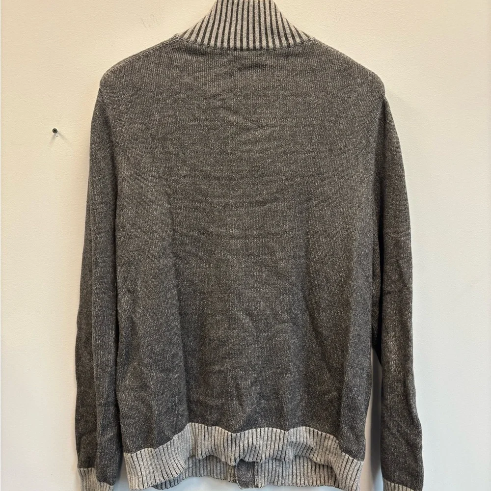 Banana Republic large sweater cardigan Gray‎ Ribbed mock neck button front